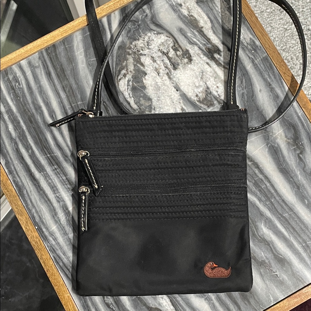Dooney & Bourke Black Crossbody Bag with Brown Logo